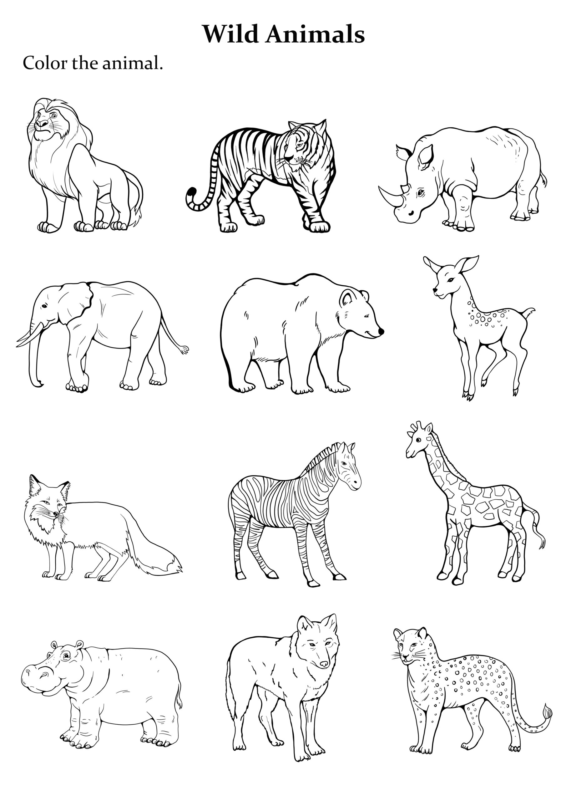10 Printable Wild Animal Coloring Pages