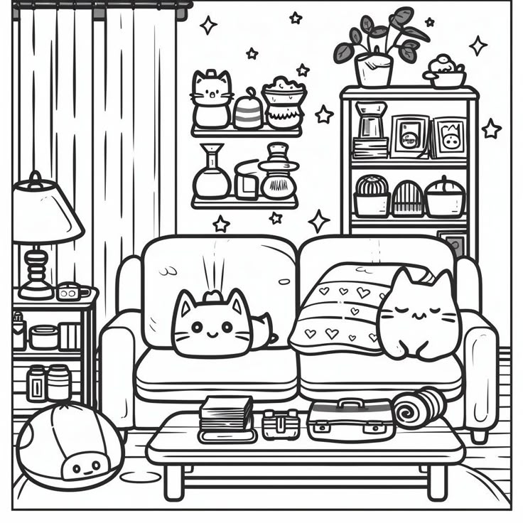 21 Cozy Spaces Coloring Book Pages Coloring Pages For Kids And Adults