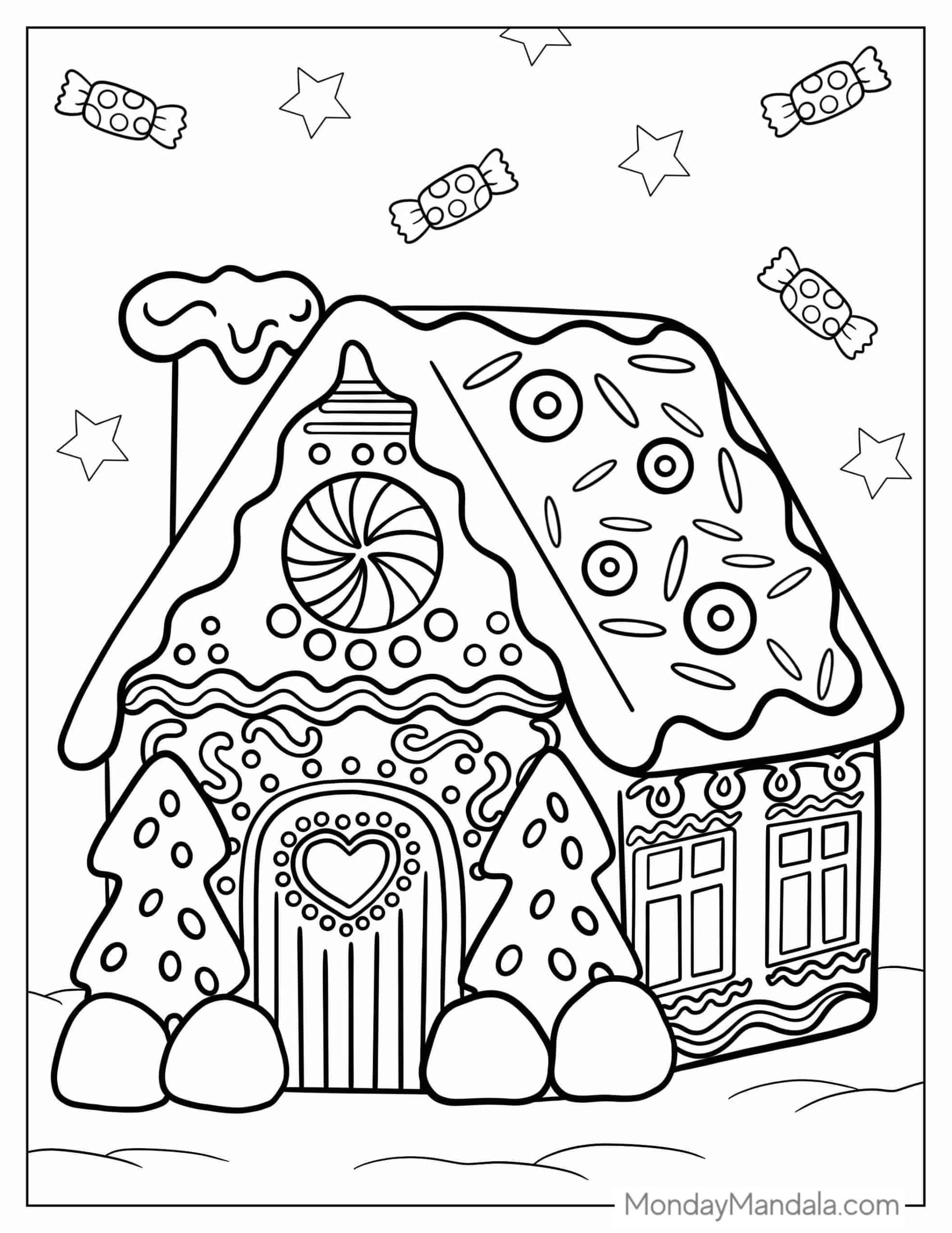 26 Gingerbread House Coloring Pages Free PDF Printables Christmas