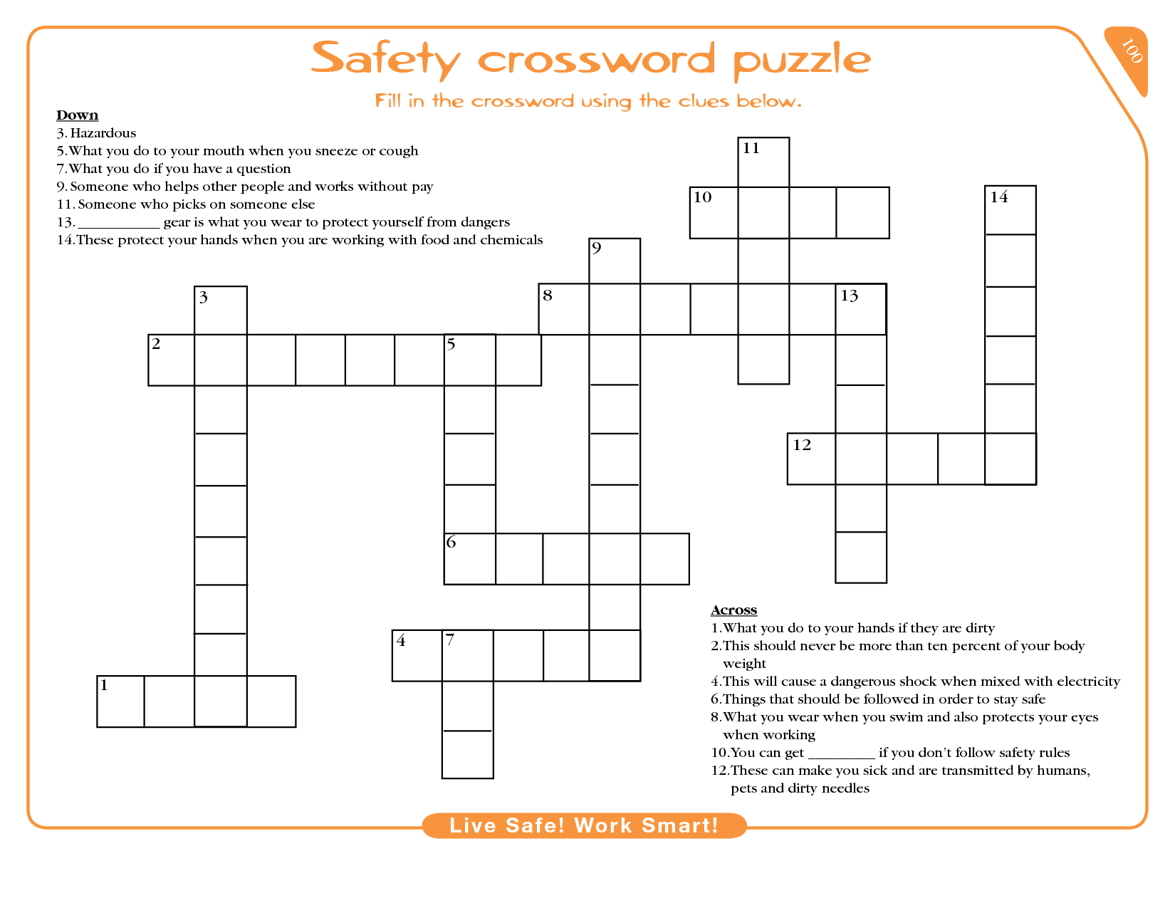 3 Best Images Of Free Printable Safety Crossword Puzzles Safety 