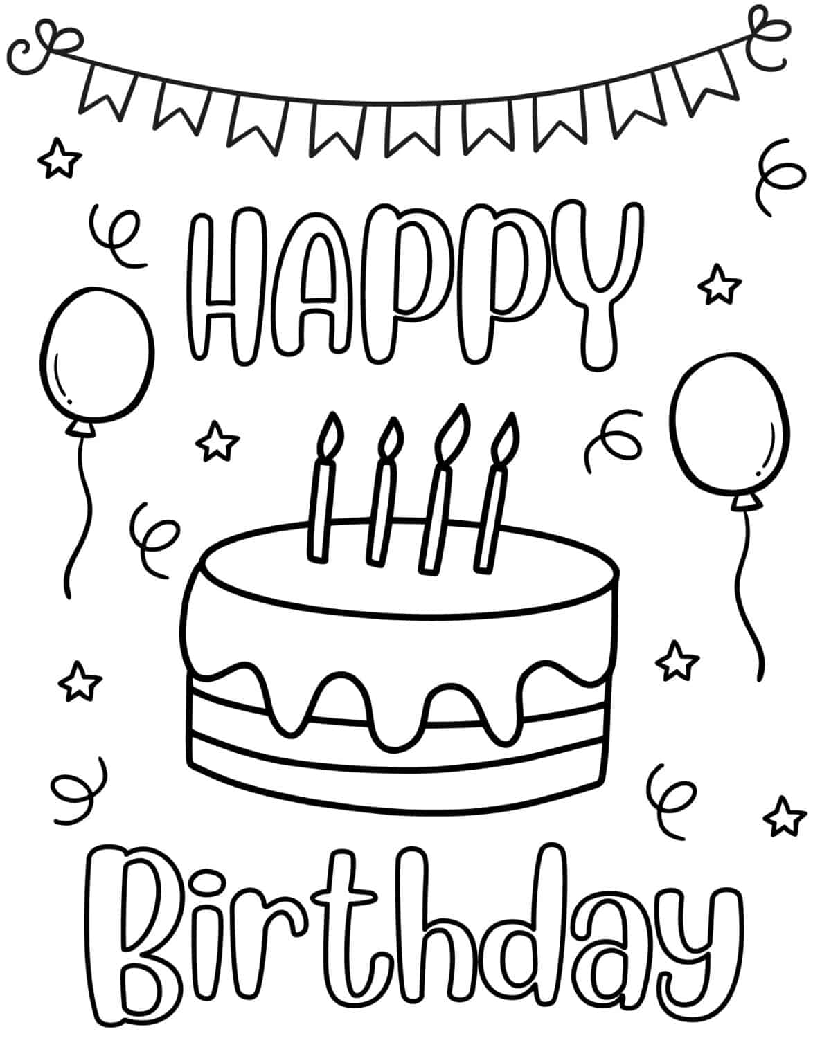 30 Free Printable Happy Birthday Coloring Pages For Kids Prudent 