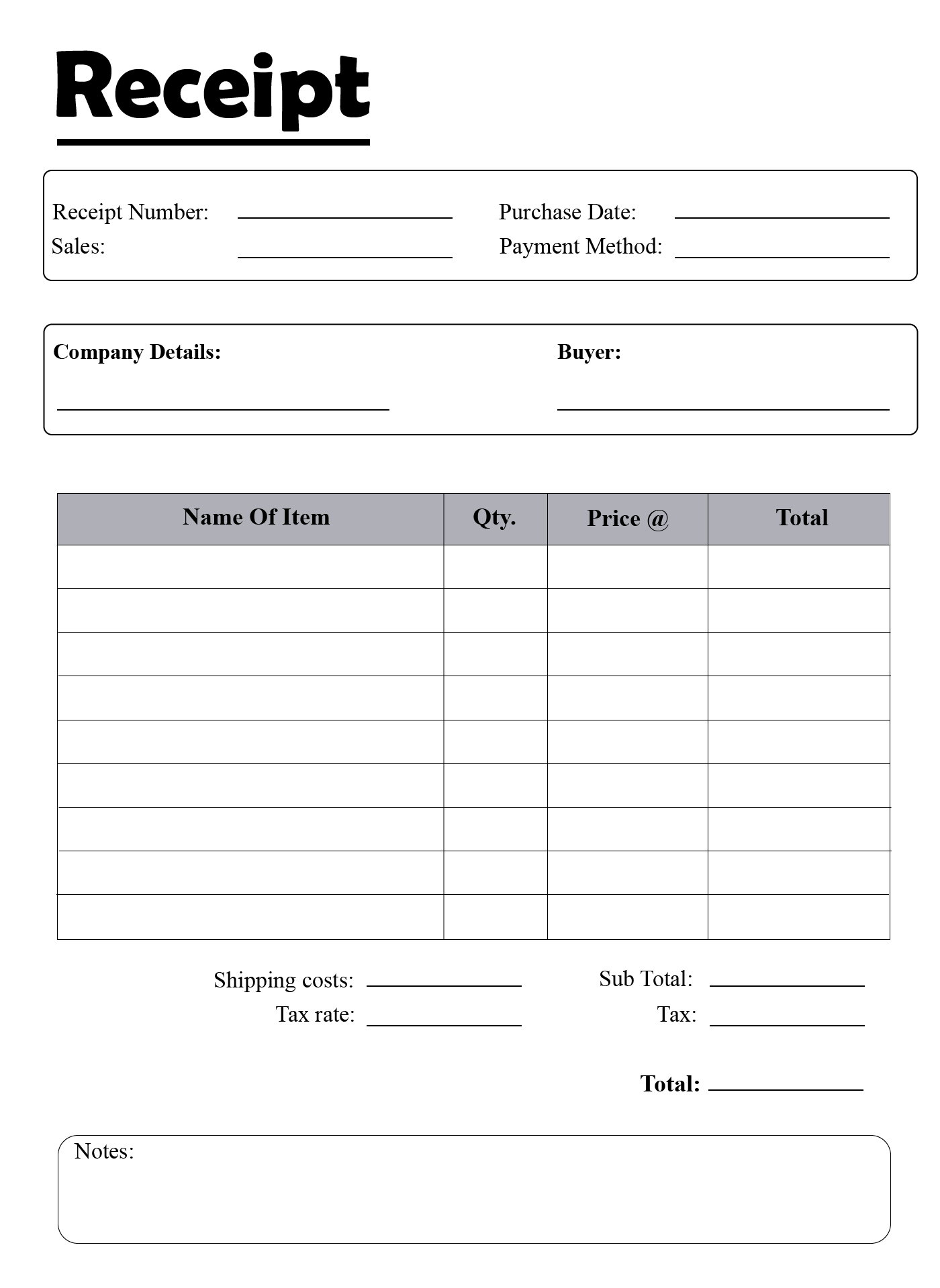 49 Printable Rent Receipts Free Templates Templatelab Printable Receipt 