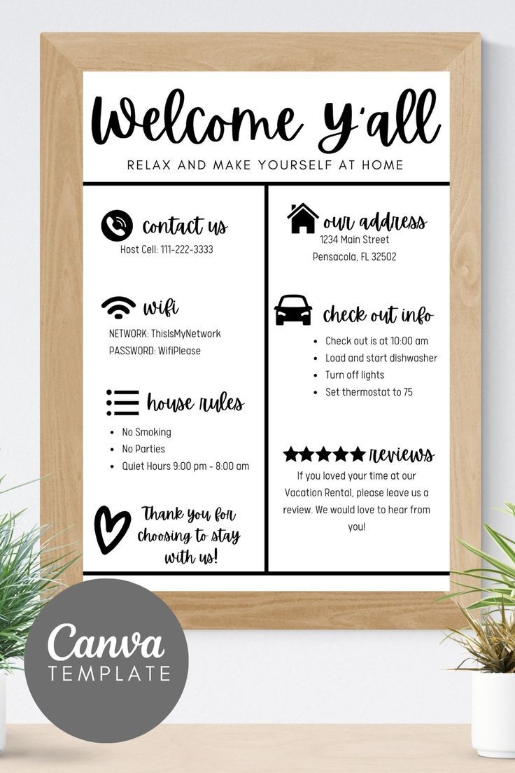 Airbnb Welcome Y 39 all Sign Vacation Rental Printable Welcome Sign 