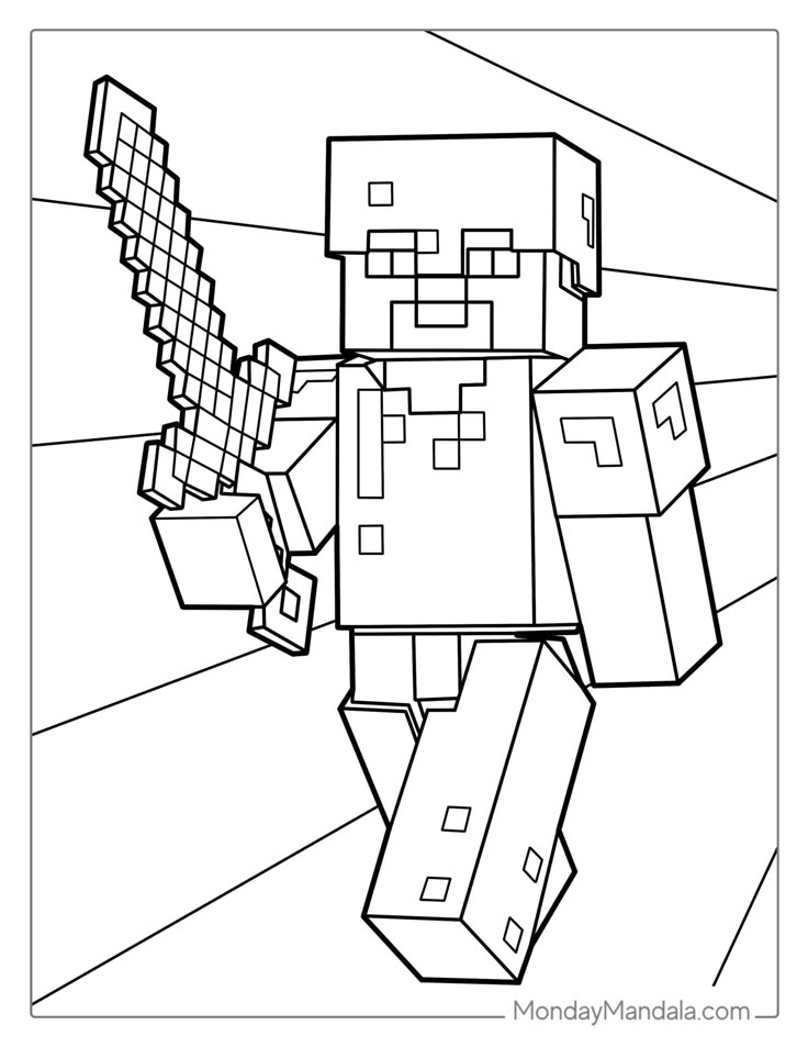 An Image Of A Minecraft Coloring Page
