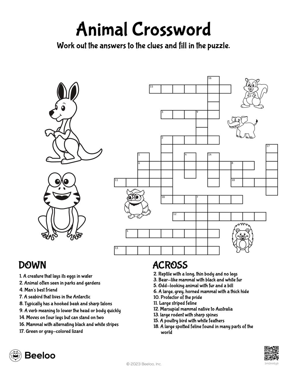 Animal Crossword Beeloo Printable Crafts For Kids 3rN5NAEg9 