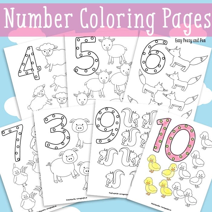 Animals Number Coloring Pages Easy Peasy And Fun