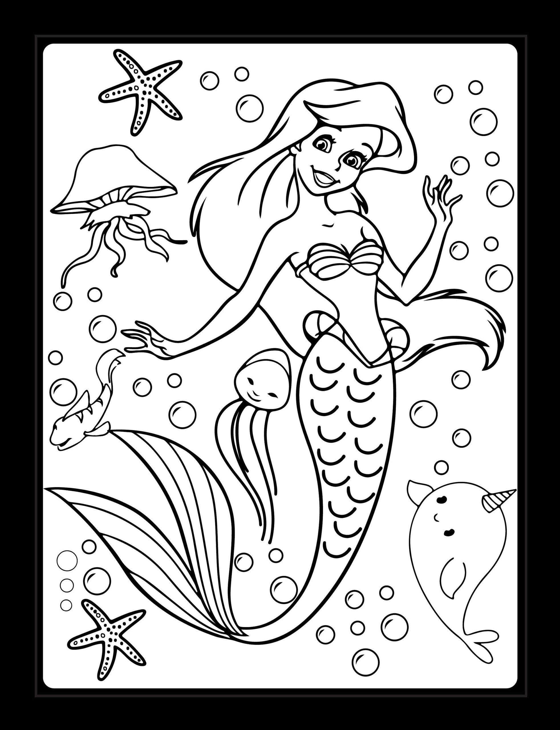Arial Mermaids Coloring Pages