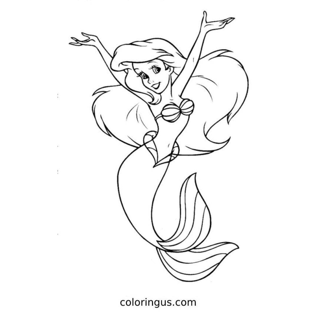 Ariel Coloring Pages Free Printable PDF 