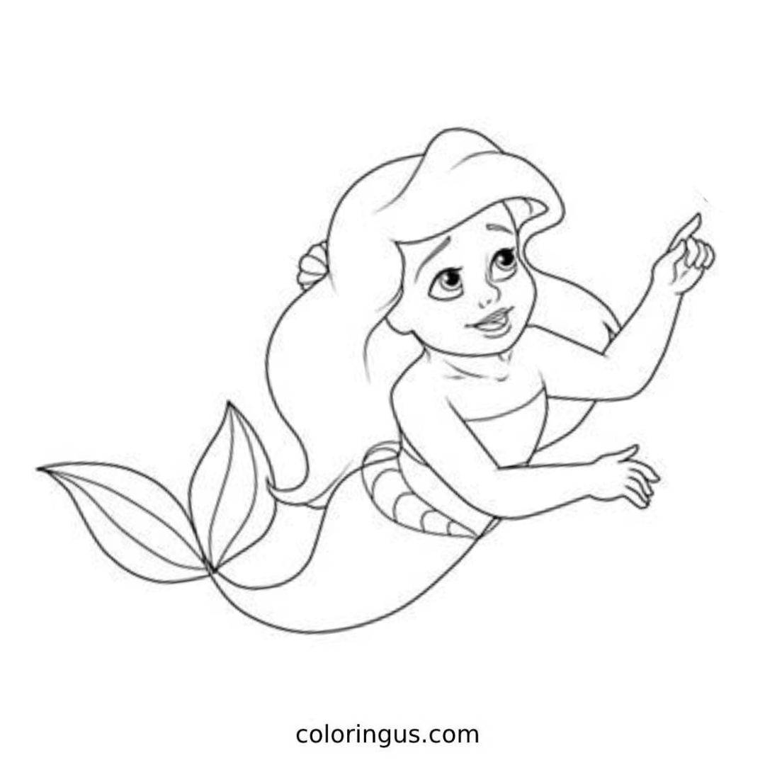 Ariel Coloring Pages Free Printable PDF 
