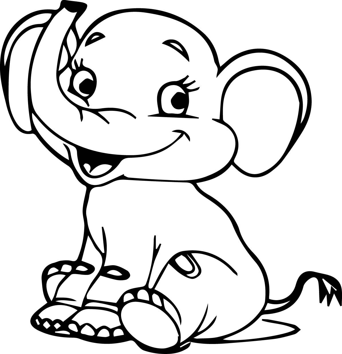 Awesome Cartoon Baby Elephant Cute Coloring Page Boyama Sayfalar