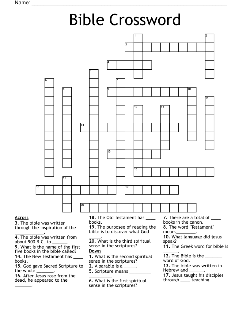 Bible Crossword Puzzles Printable With Answers Printa Vrogue co