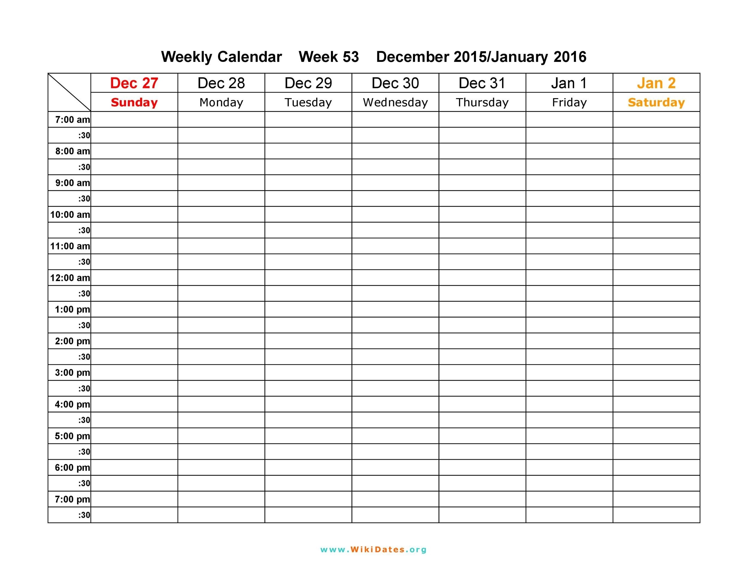 Blank Printable Weekly Schedule Template Printable Templates