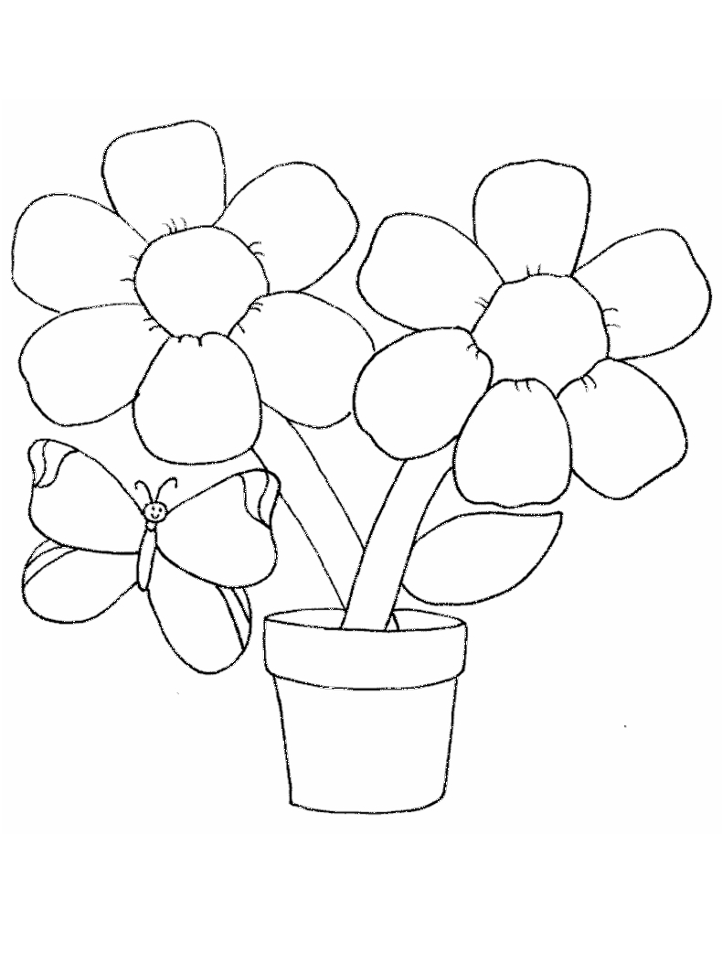 Butterfly And Flower Coloring Pages Flower Coloring Page