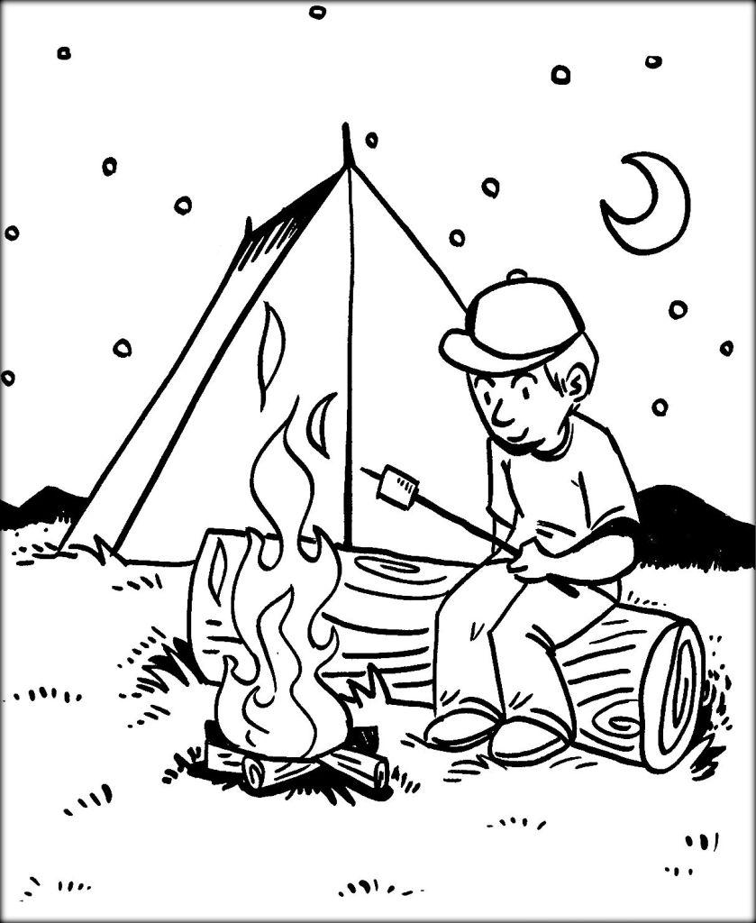 Camping Coloring Pages BBQ In The Night Free Printable Coloring Pages