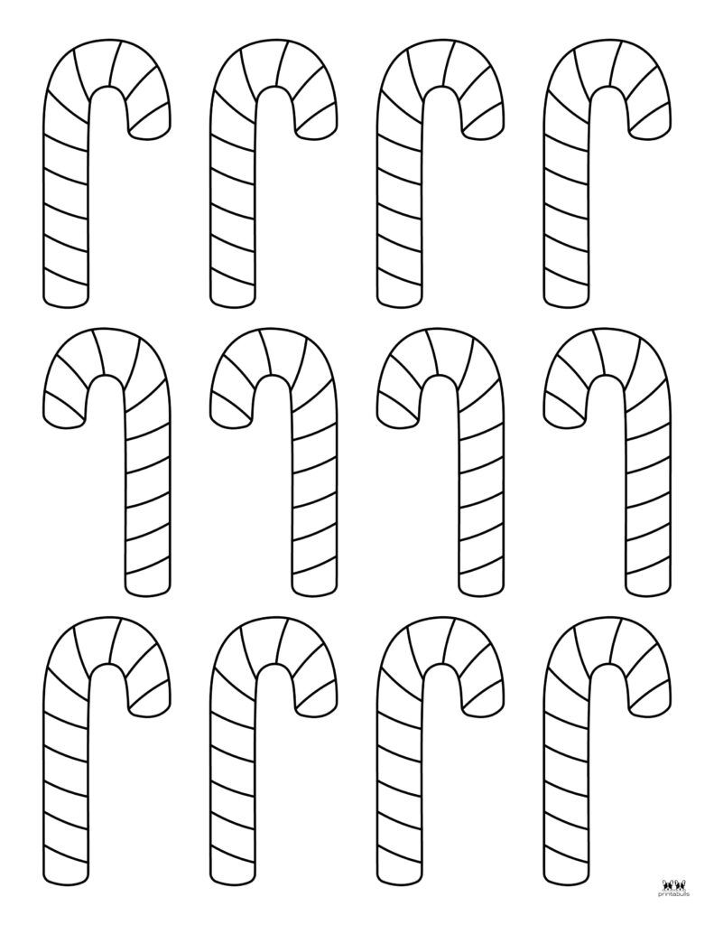 Candy Cane Coloring Pages Templates Christmas Fun For Kids