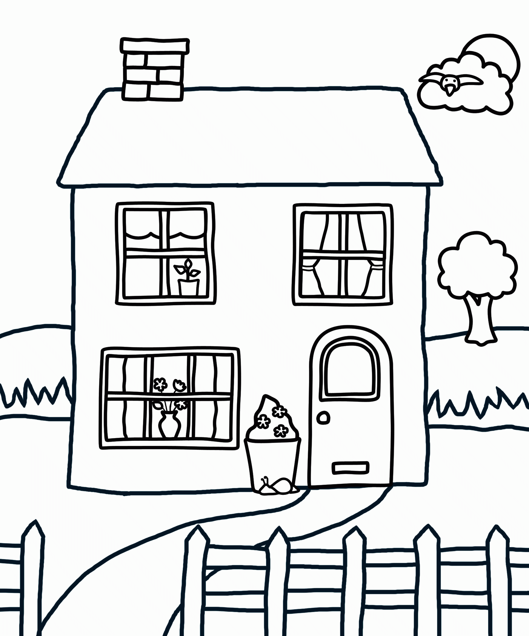 Cartoon House Coloring Pages Coloring Home