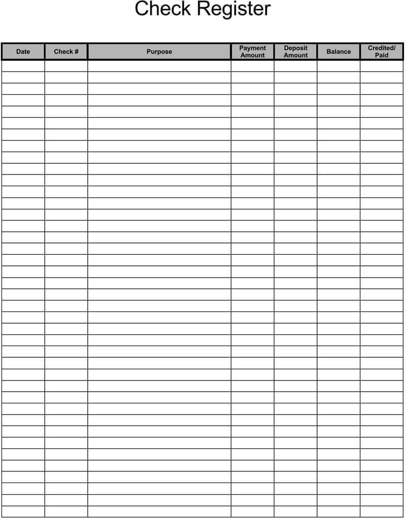 Checkbook Register Template Printable Free Hondvd