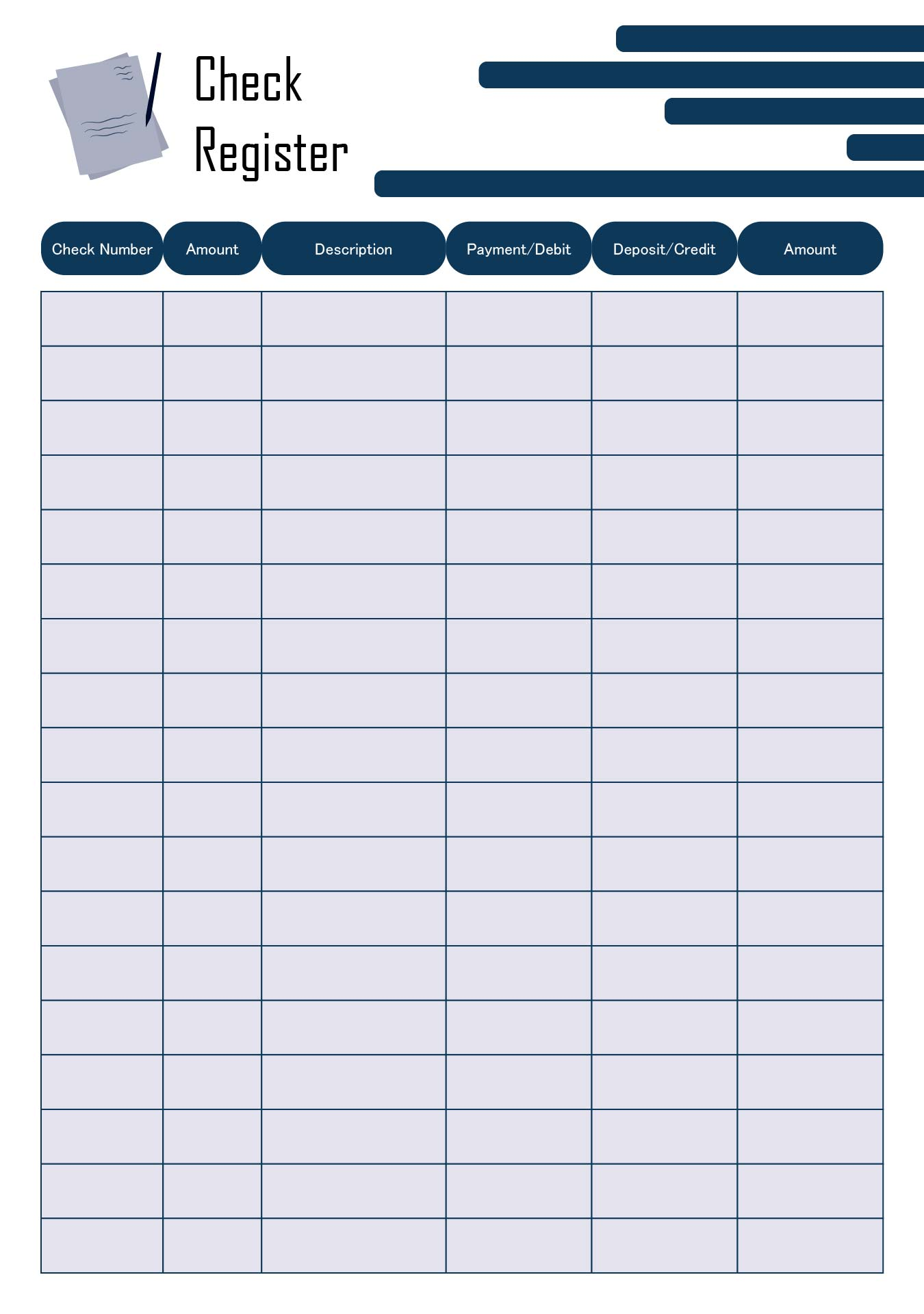Checkbook Register Template Printable Free Inkbxe
