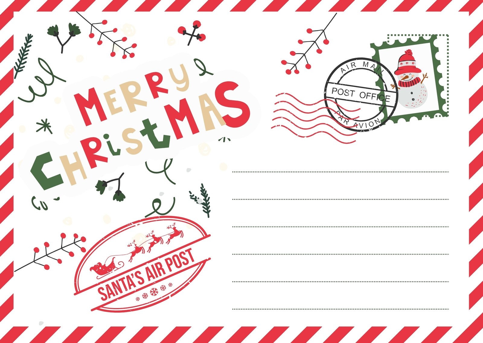 Christmas Card Template Printable FREE Printable A Z