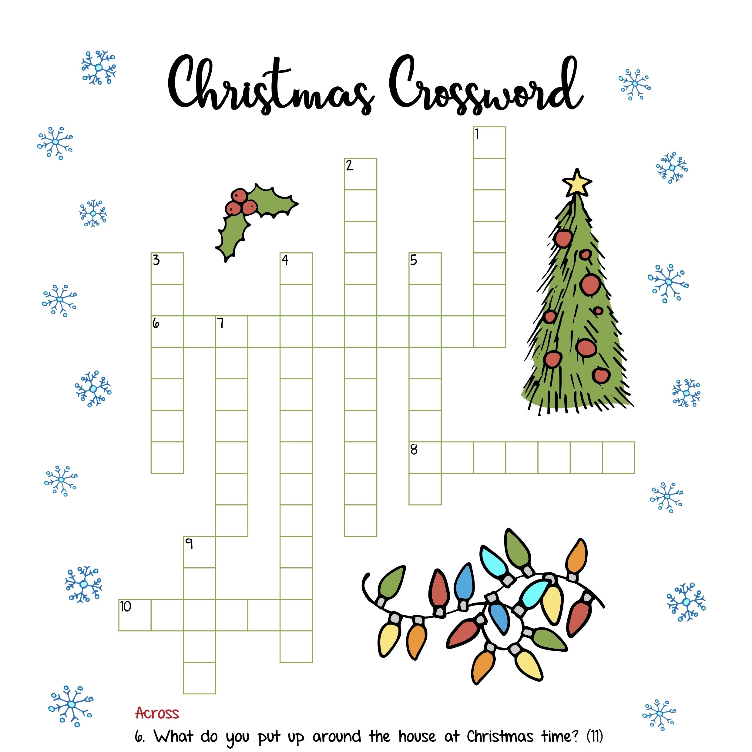 Christmas Crossword Free Printable FREE Printable A Z