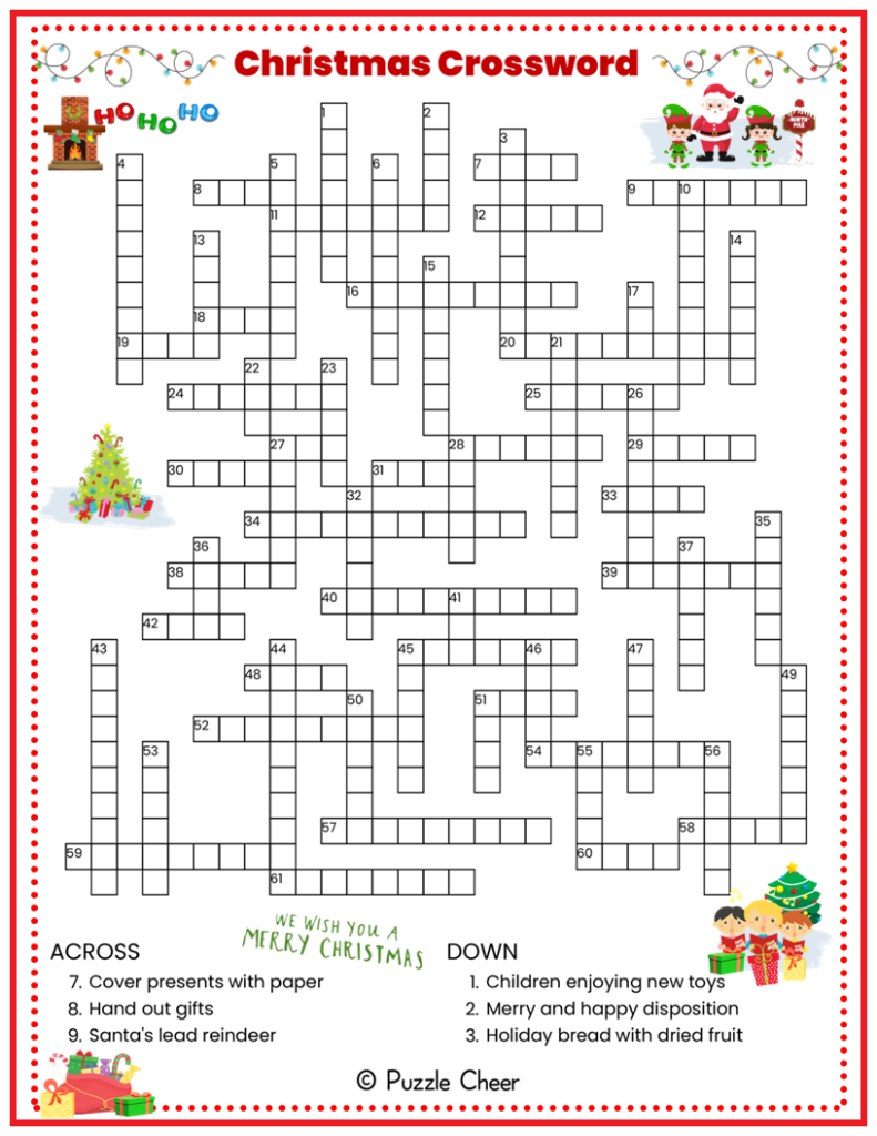 Christmas Crossword Puzzle Puzzle Cheer