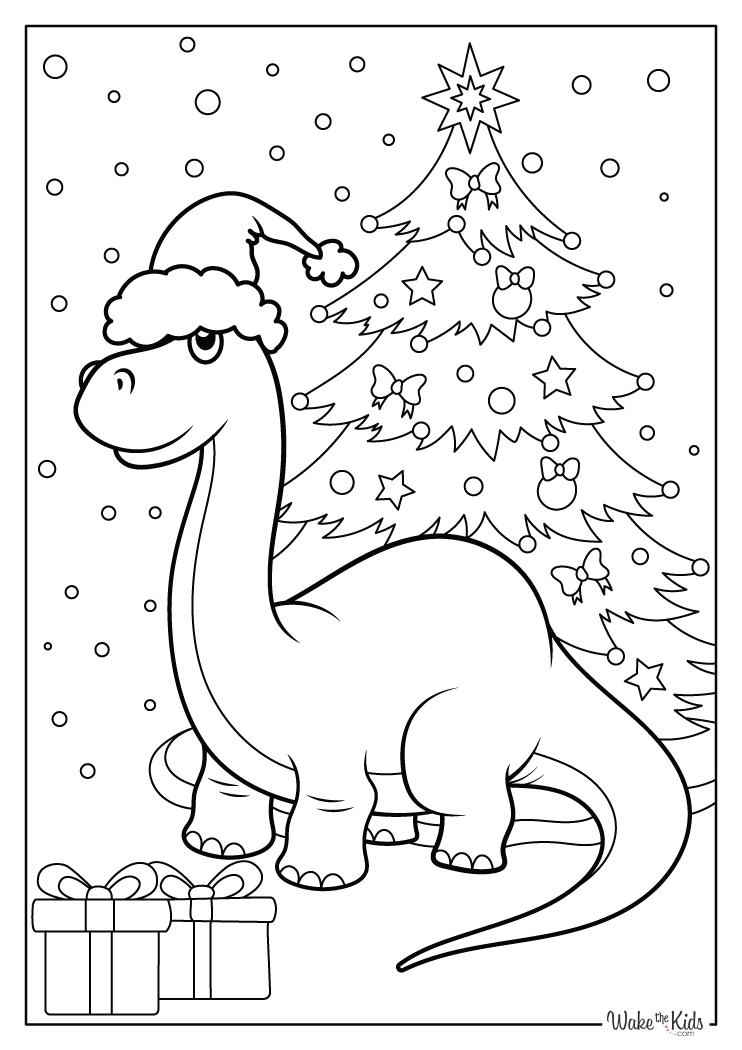 Christmas Dinosaur Coloring Pages Free Printable PDFs WakeTheKids