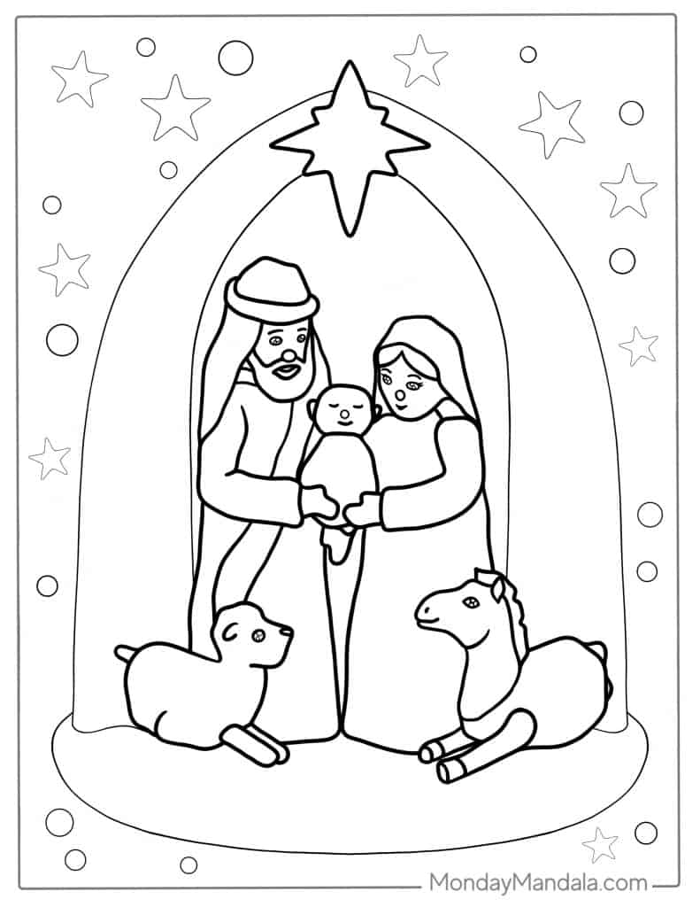 Christmas Nativity Color Sheets Free Printable Nativity Story Coloring 