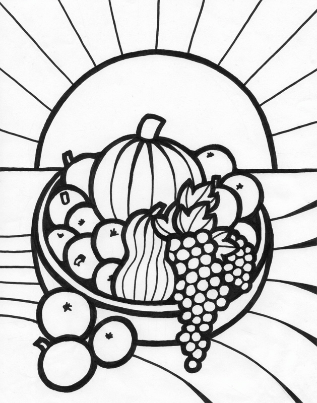 Coloring Pages For Kids Fruit Basket Coloring Pages