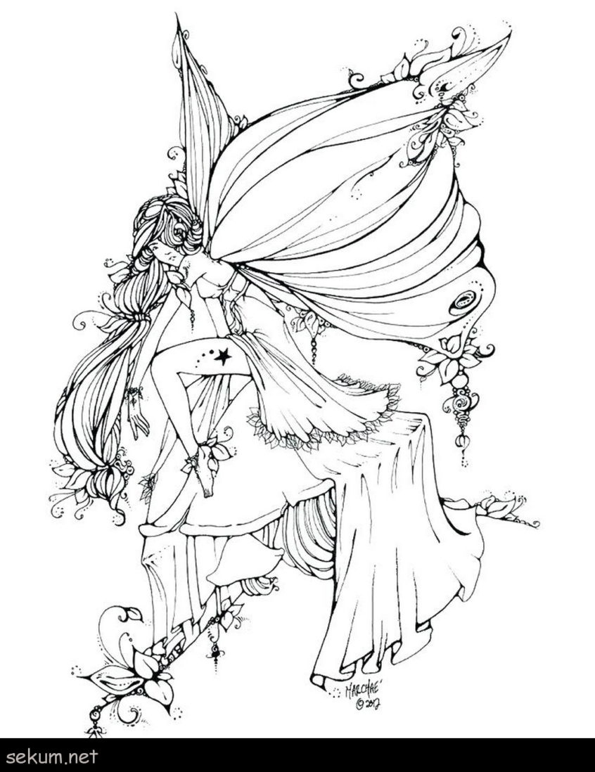 Coloring Pages Ideas Fairy Coloring Pages For Adults Dark Tale Hard 