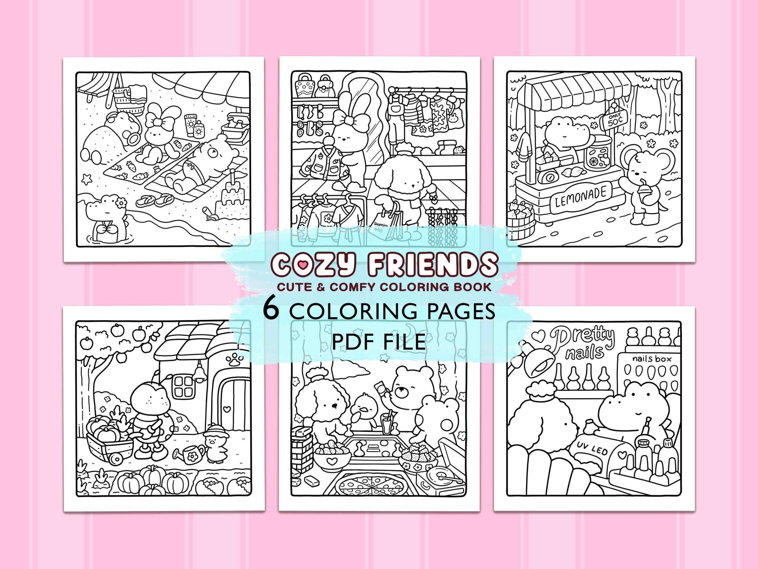 Cozy Spaces Cute Animal Corners Coloring Book By Coco Wyo Etsy 