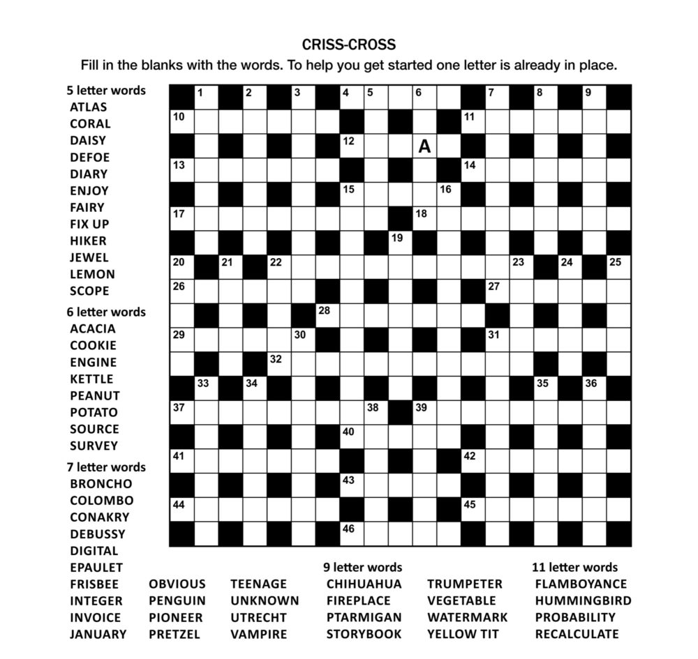 Criss Cross Puzzles Free Printable Printable Form Templates And Letter