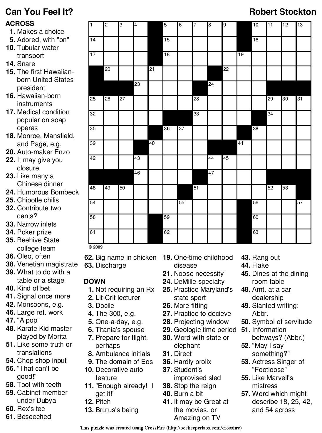 Crossword Fill In Printable