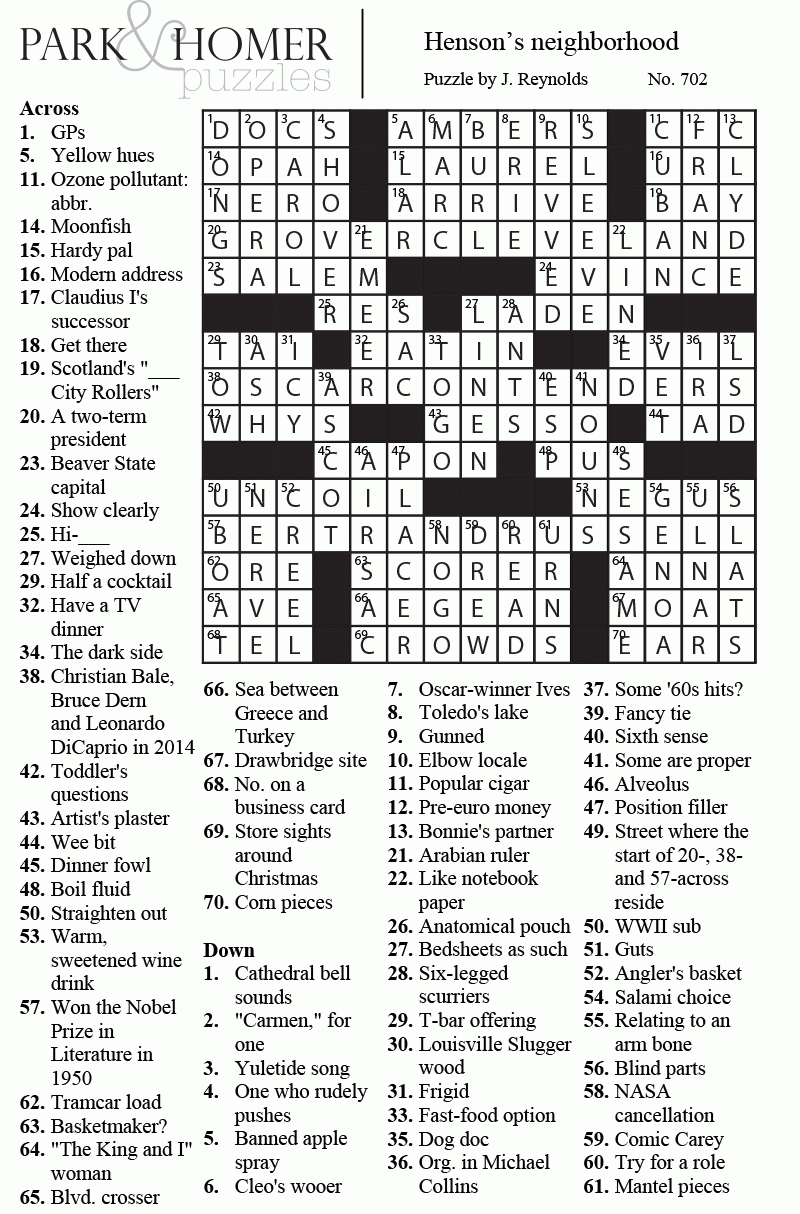 Crossword The Austin Chronicle