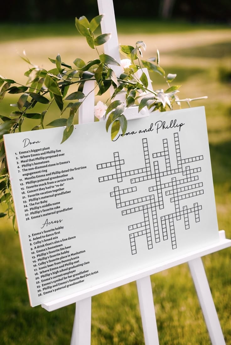 Custom Large Format Bridal Crossword Puzzle Bridal Party Game Template
