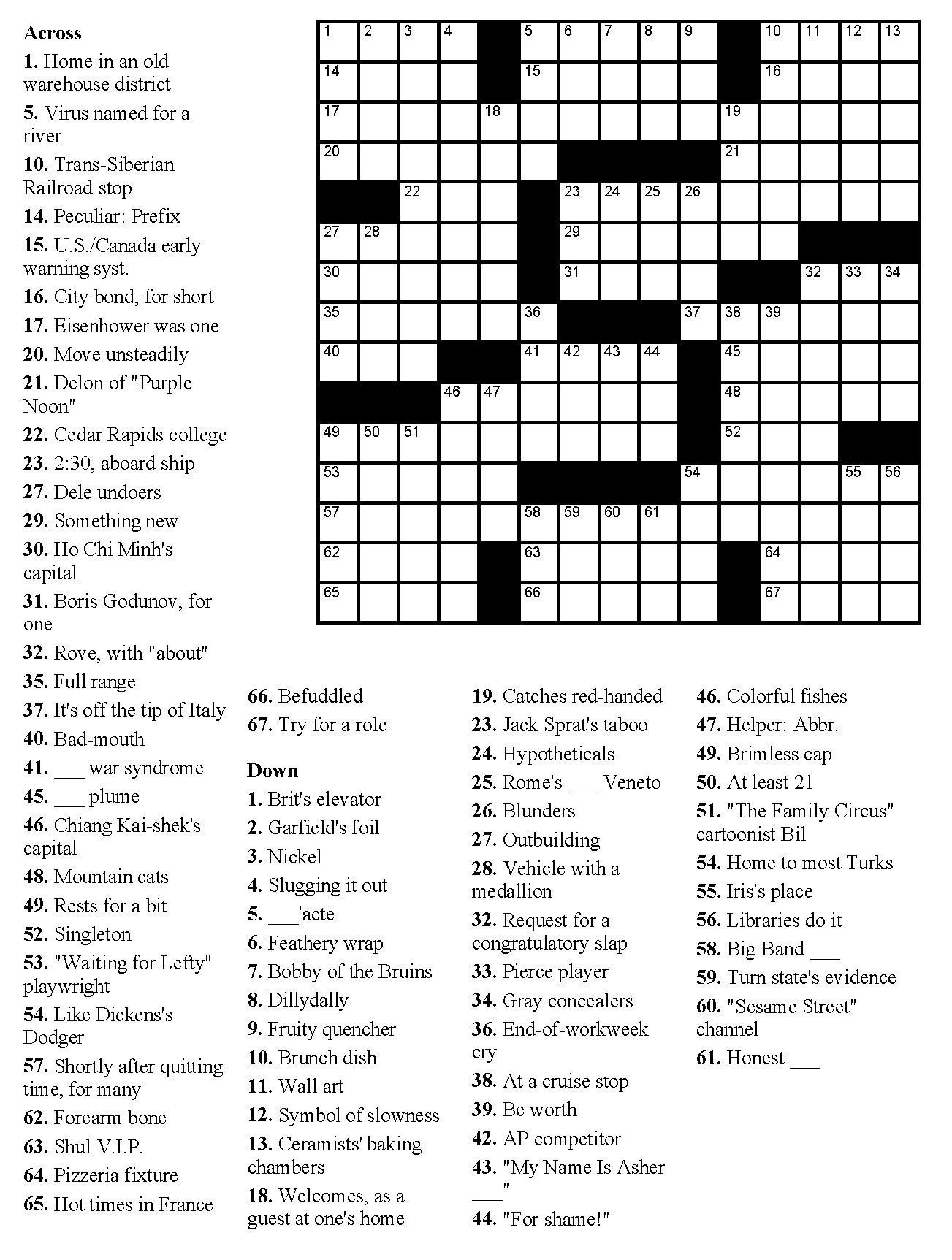 Daily Crossword Free Printable Statsweb