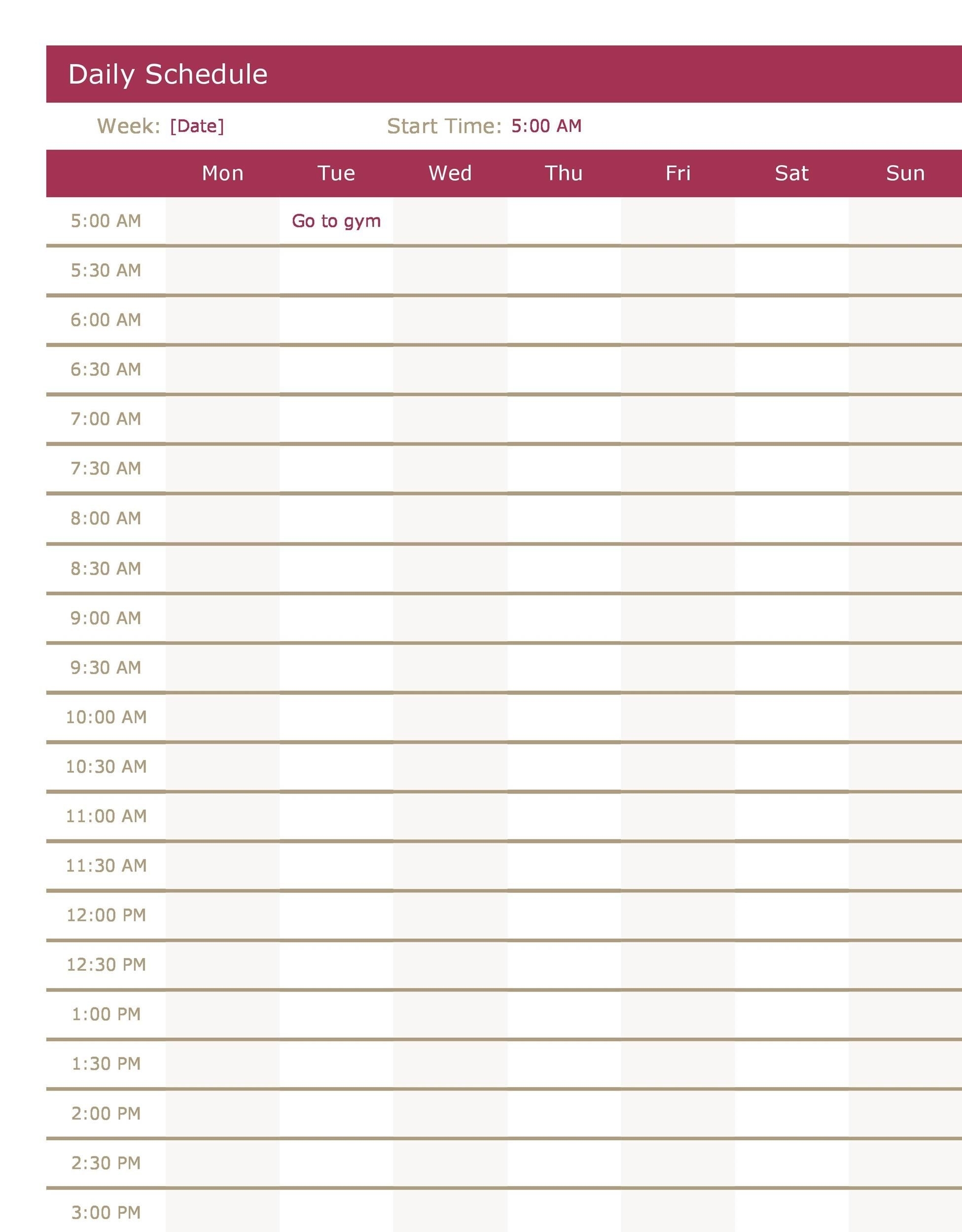 Daily Schedule Free Printable Printable Templates Free