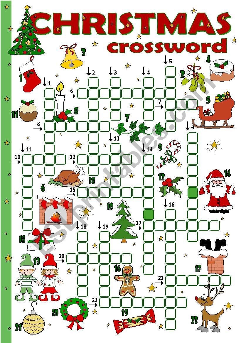 Easy Christmas Downloadable Crossword Puzzle Clipart 