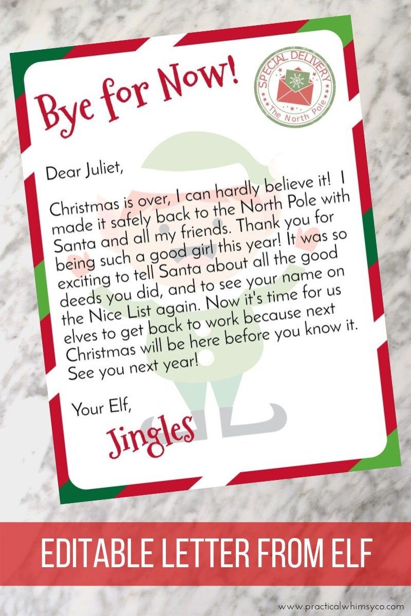 Editable Elf Letter Printable Letter From Elf 4x6 Size 30 Etsy Elf 
