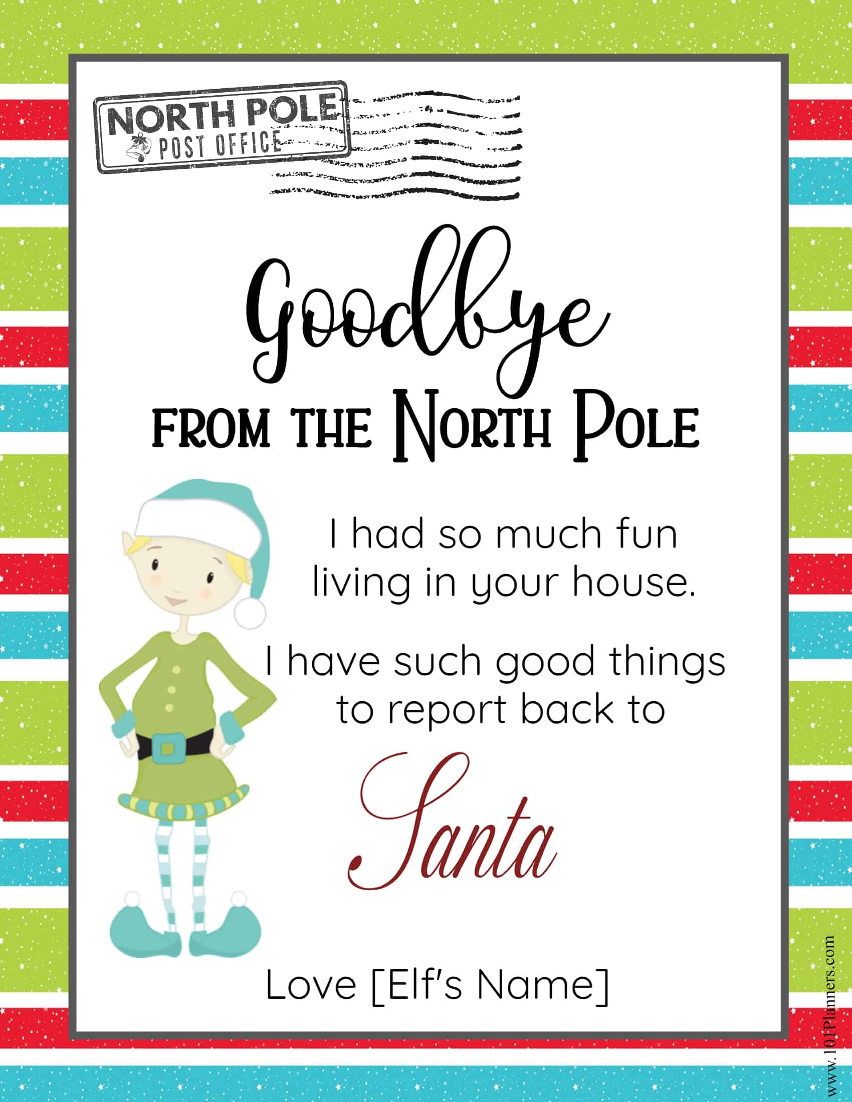 Elf Goodbye Letter Free Printable Editable Printable Word Searches