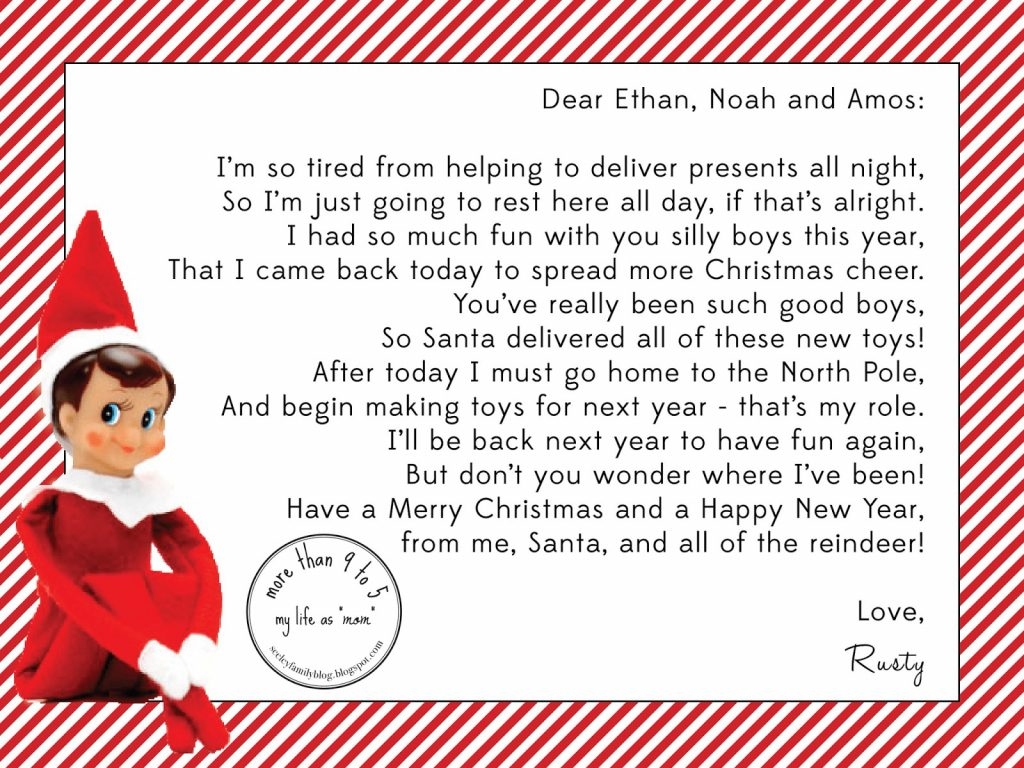 Elf On A Shelf Goodbye Letter Free Printable Orek Regarding Elf 
