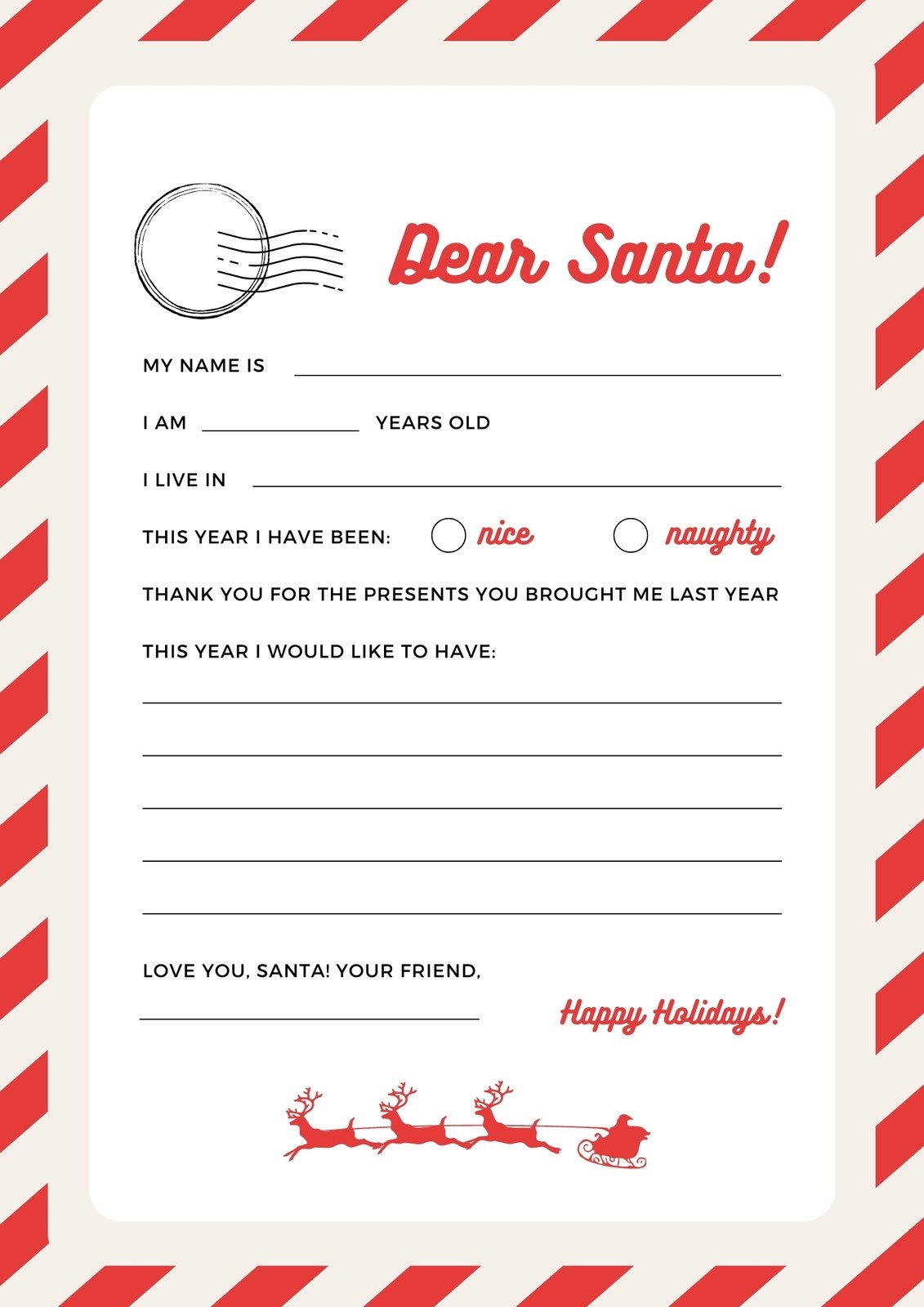 Father Christmas Letter Template Printable FREE Printable A Z