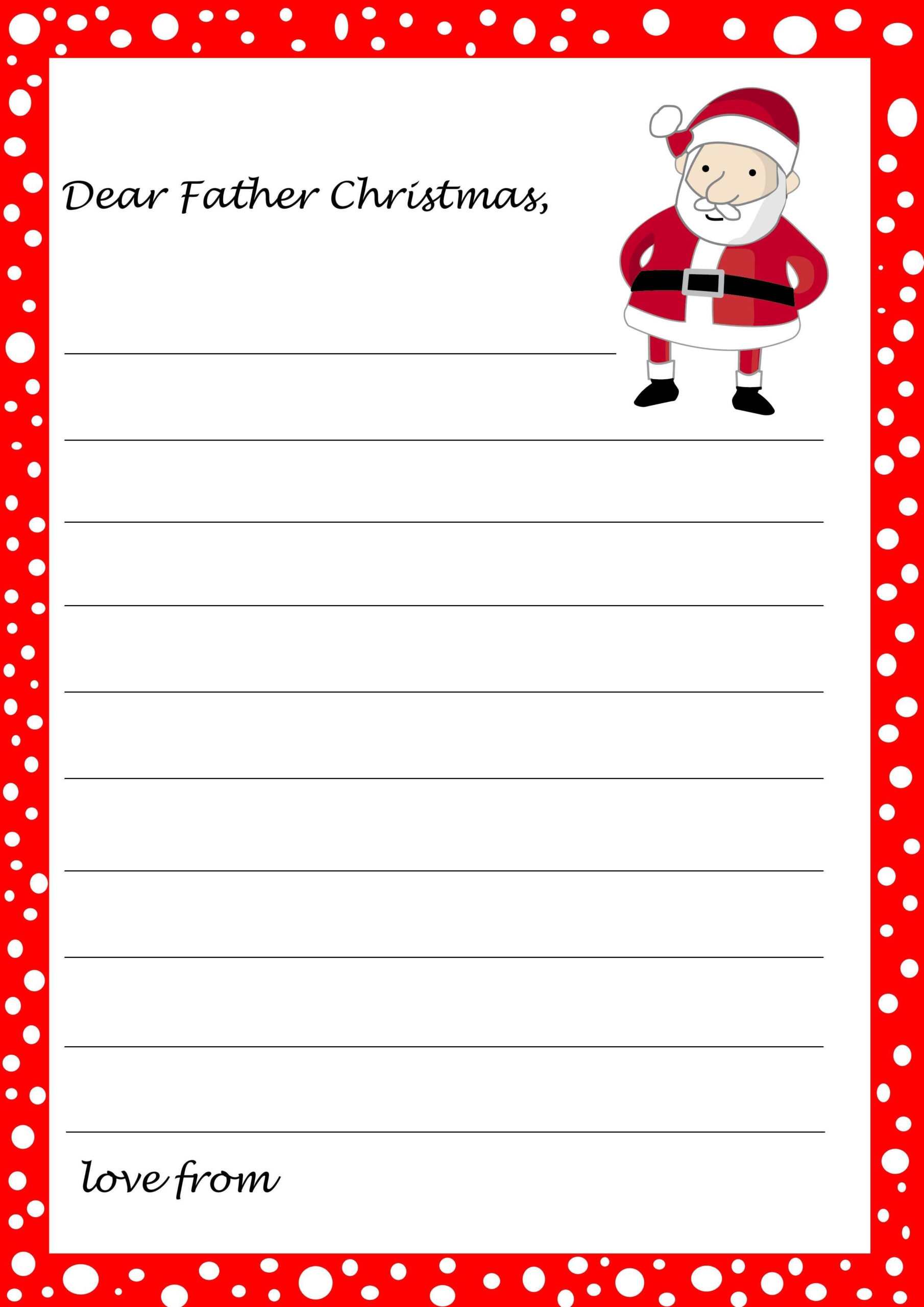 Father Christmas Letter Template Printable FREE Printable A Z