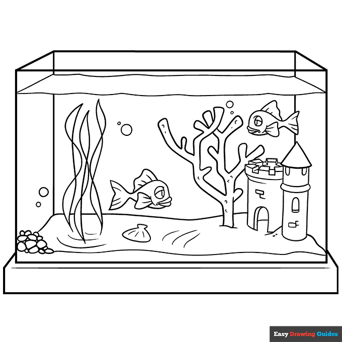 Fish Tank Coloring Page Easy Drawing Guides