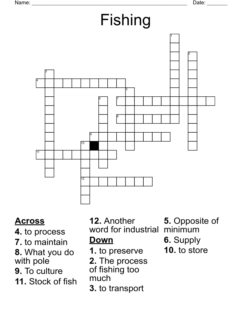 Fishing Crossword Puzzle Printable
