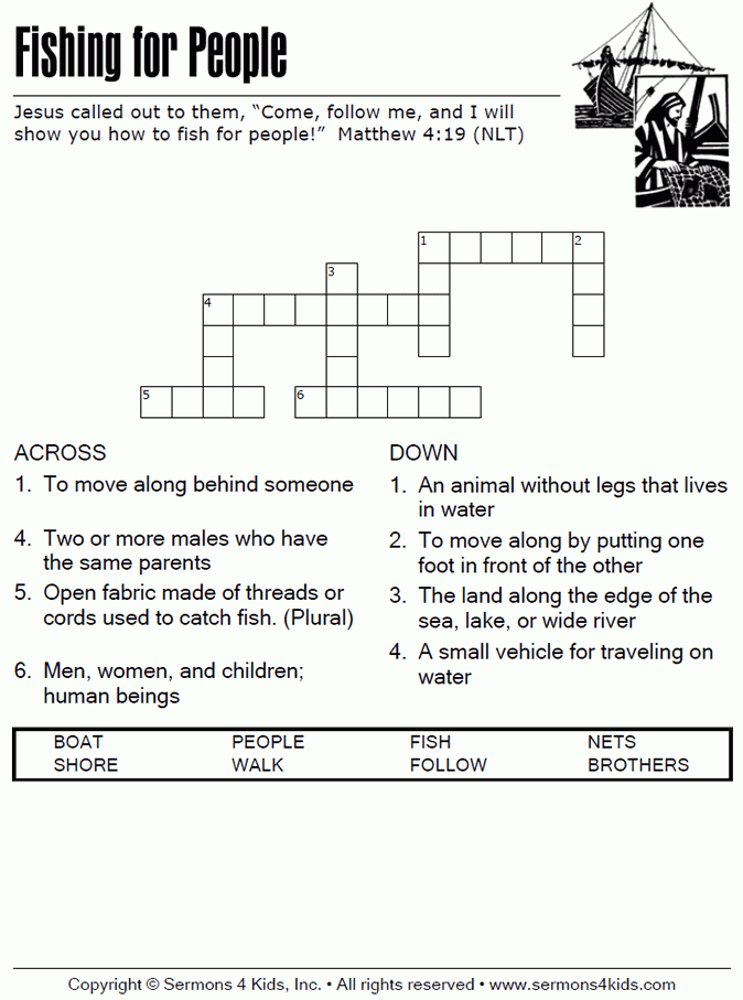 Fishing Crossword Puzzle Printable
