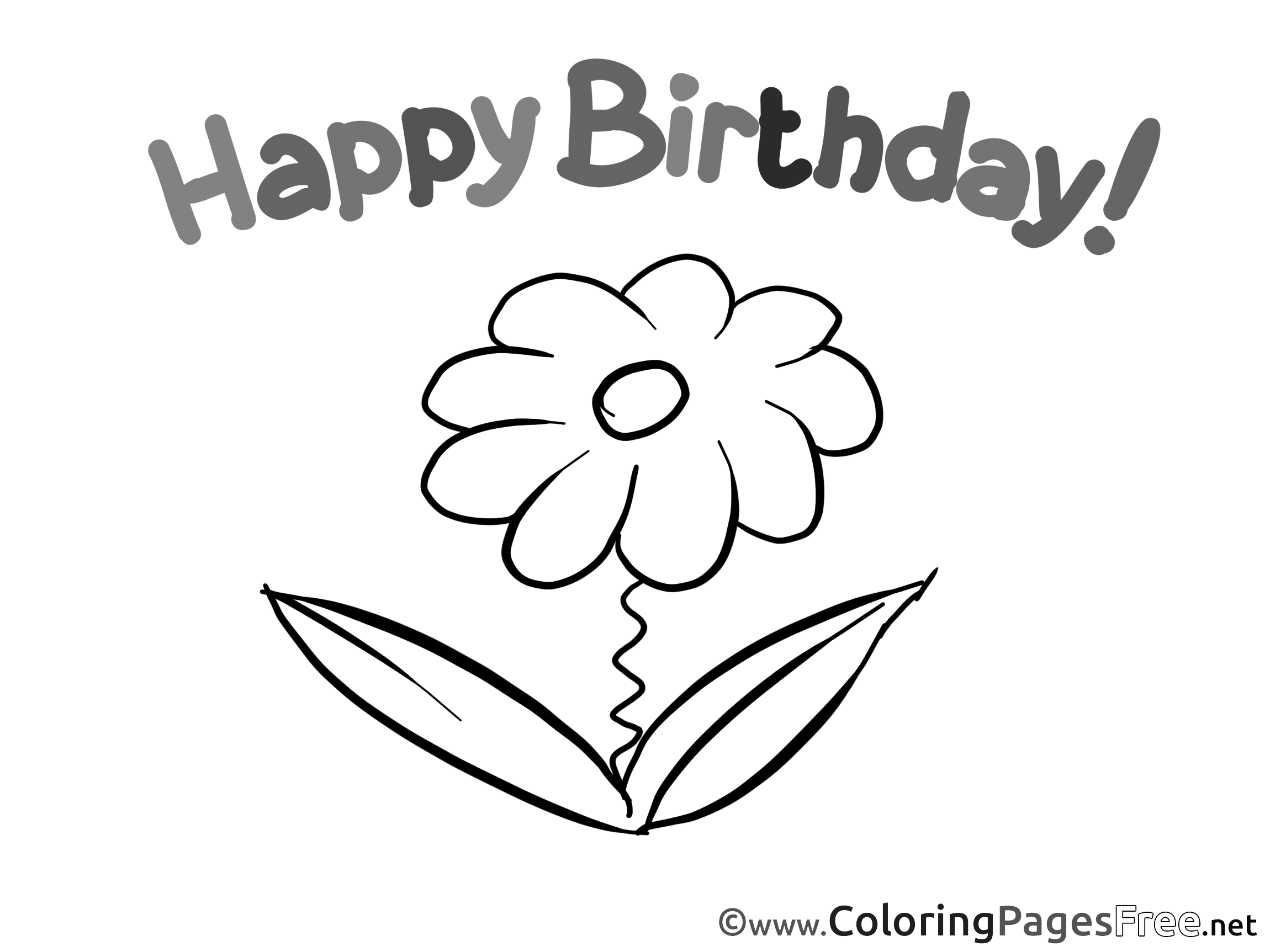 Flower Happy Birthday Free Coloring Pages