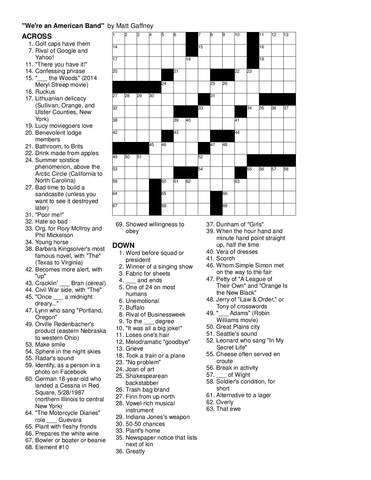 Frank Longo Sunday Crossword Printable James Crossword Puzzles