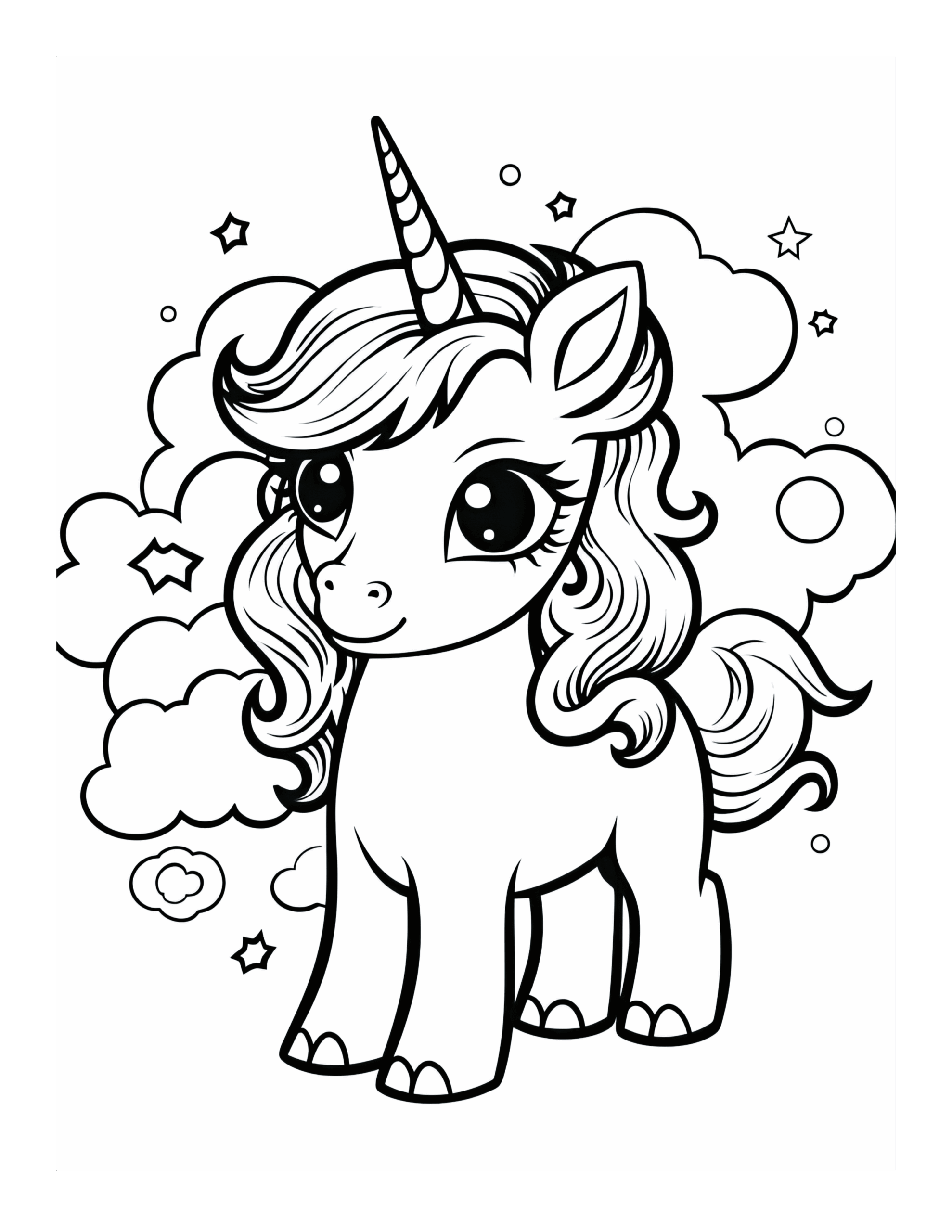 Free Cartoon Unicorn Coloring Page 41 Free Coloring Adventure