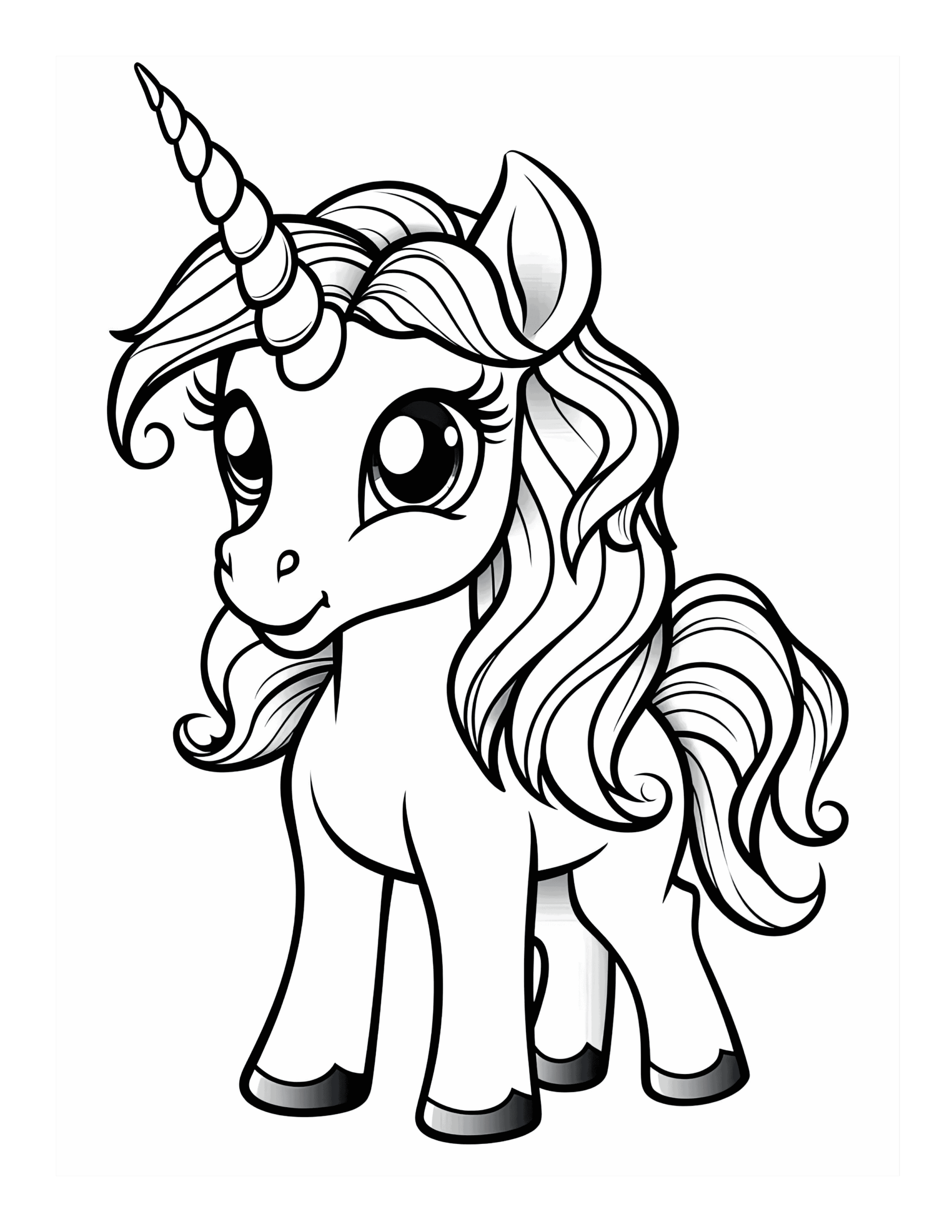 Free Cartoon Unicorn Coloring Page 57 Free Coloring Adventure