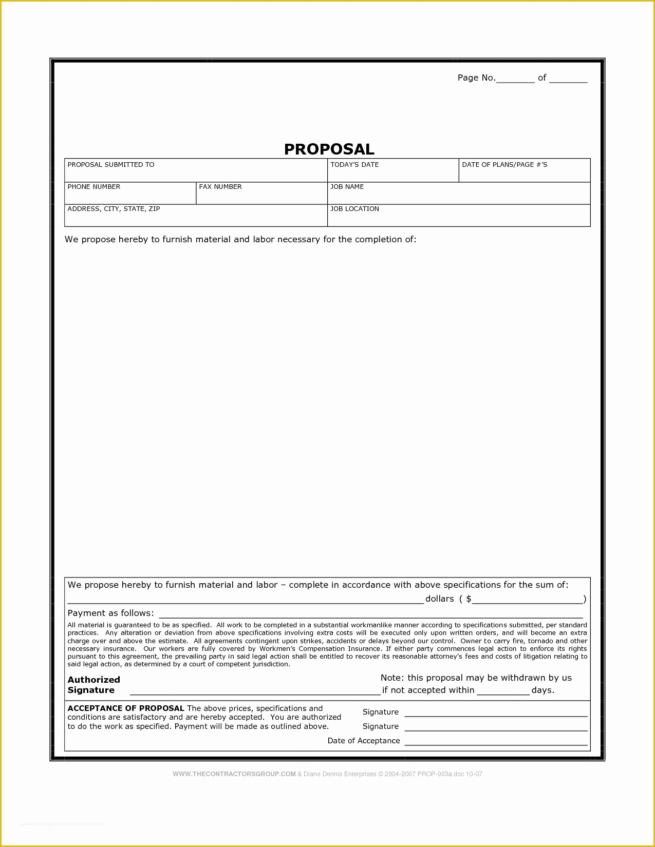 Free Cleaning Proposal Template Of Printable Blank Bid Proposal Forms 
